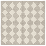 Gray Checkered Hand Knotted Square Rug