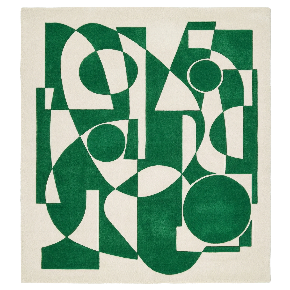 Green Abstract Blocks Hand Tufted Viscose Rug 