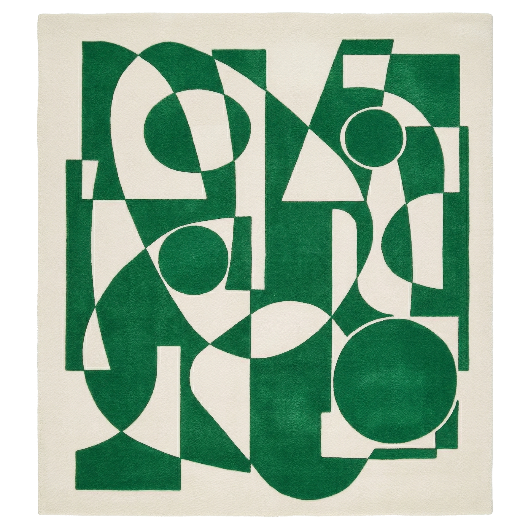 Green Abstract Blocks Hand Tufted Viscose Rug 