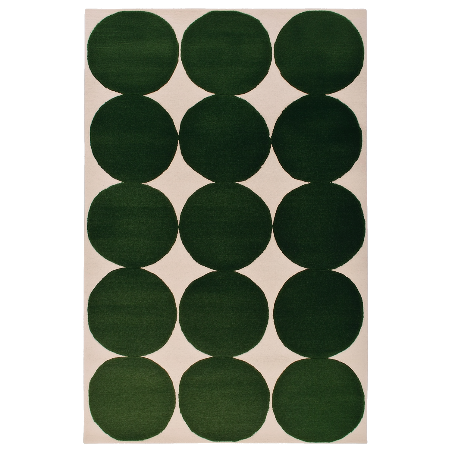Beige rug with green circular patterns