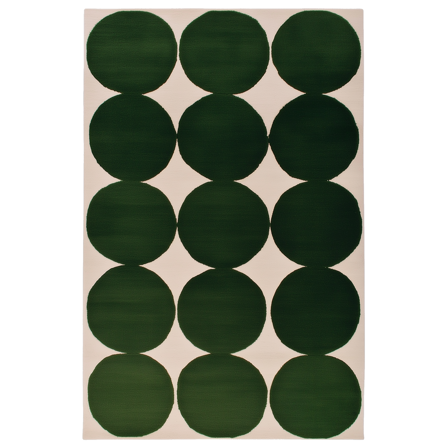 Beige rug with green circular patterns