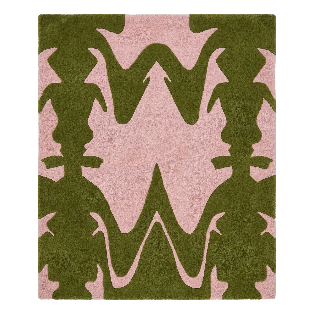 Green Pillar Shape Hand Tufted Wool Rug 