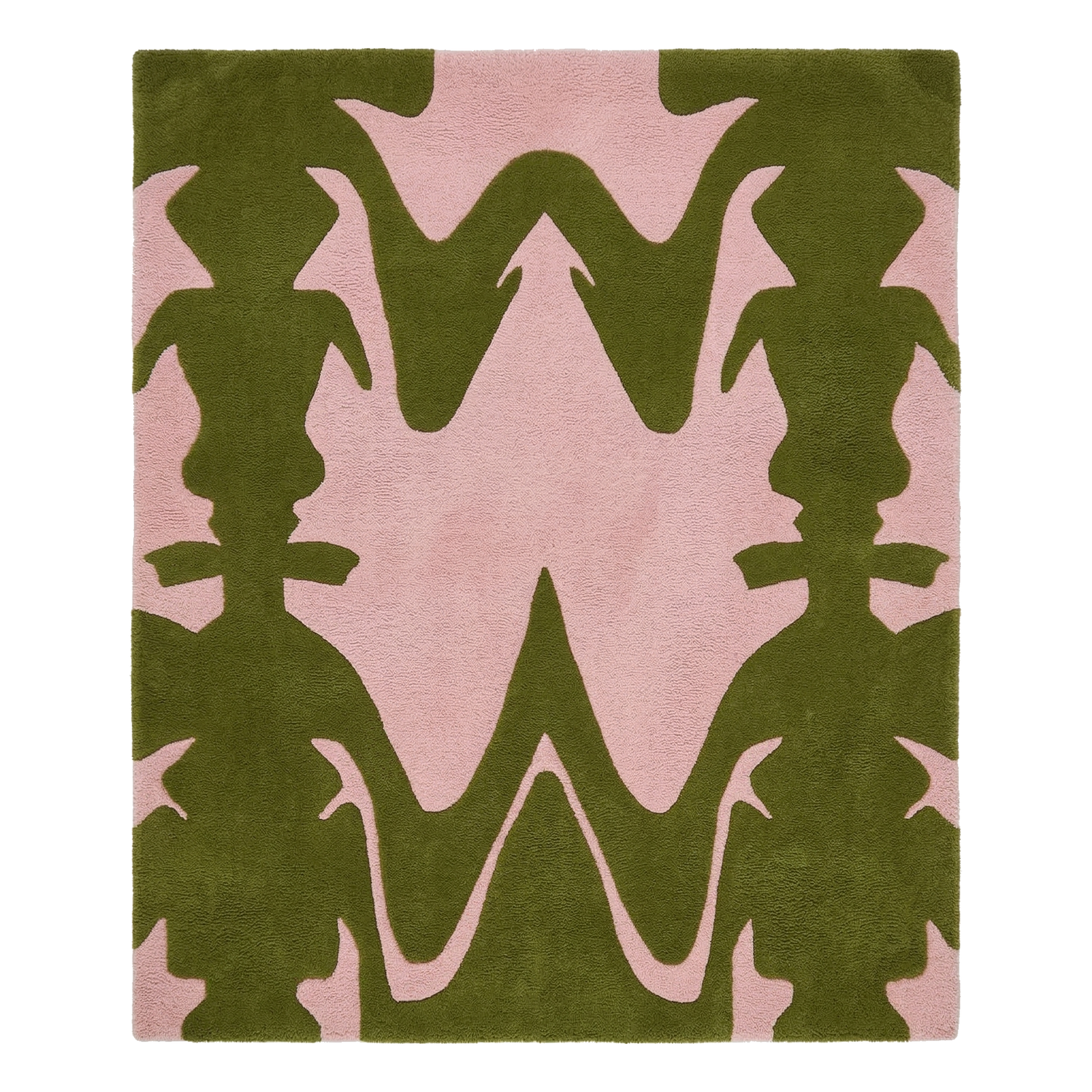 Green Pillar Shape Hand Tufted Wool Rug 