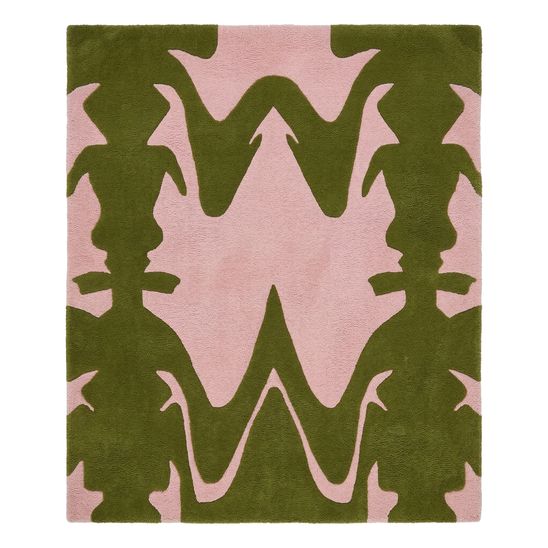 Green Pillar Shape Hand Tufted Wool Rug 