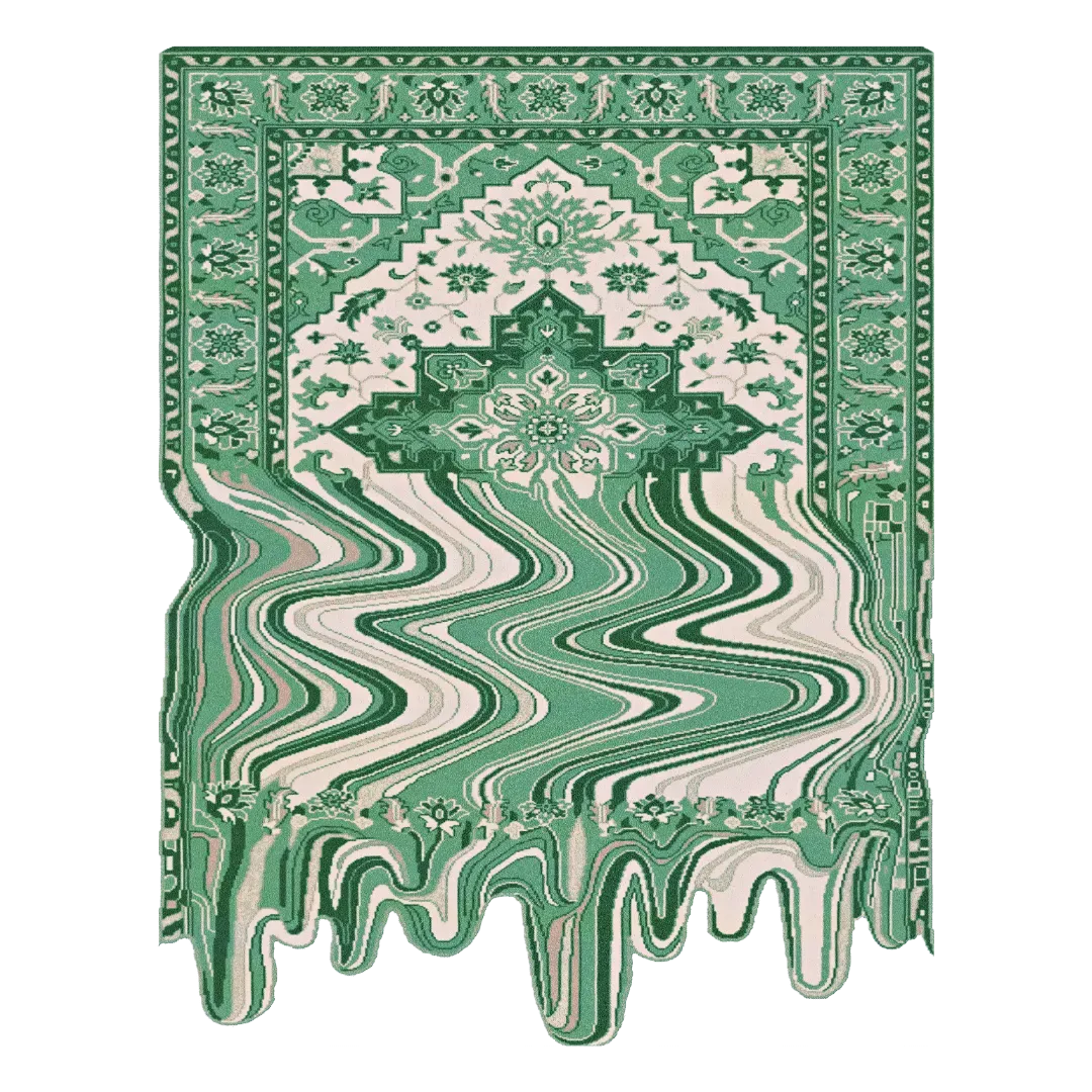 Green Melting Traditional Persian Hand Tufted Wool Rug