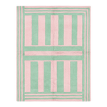 Green & Pink Column Hand Knotted Wool Rug