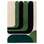 Groovy Arches hand-tufted wool rug swatch with layered green arches over a cream ground