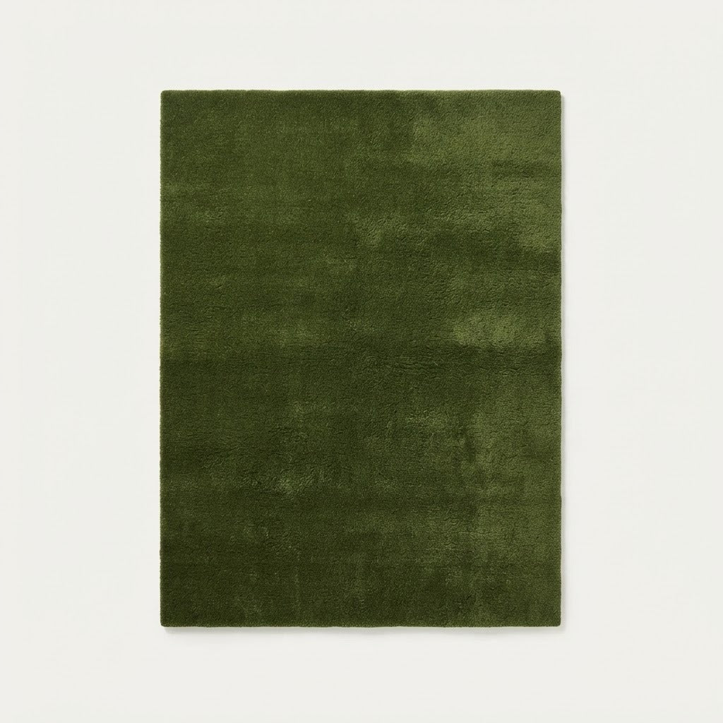 Herbal Moss Canvas Hand Tufted Wool Rug - studio photo