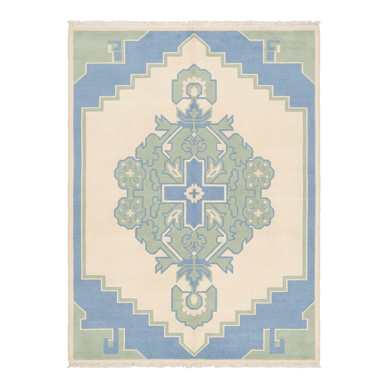Ice Blue Heritage Hand Knotted Rug 