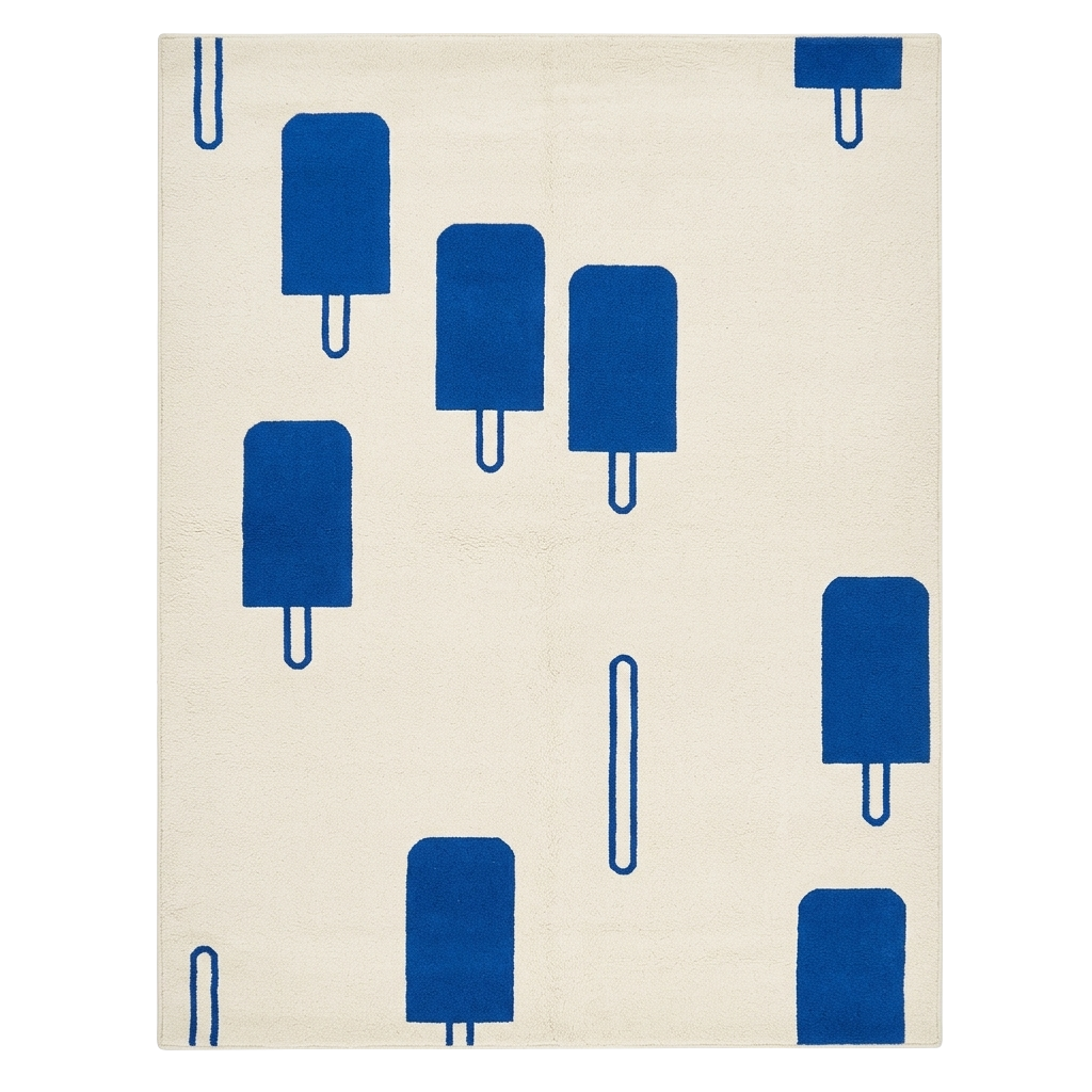 Ice Icecream Motif Hand Tufted Wool Rug 