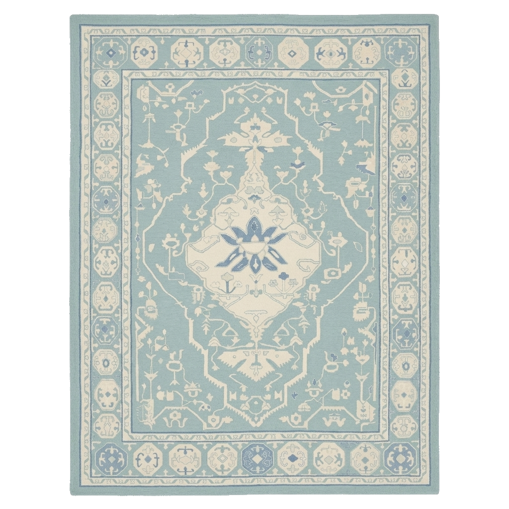 Icy Blue Lore Hand Tufted Wool Rug