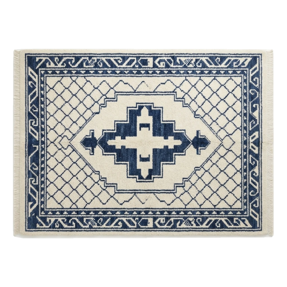 Indigo Trellis Star Hand Knotted Rug - alternate view