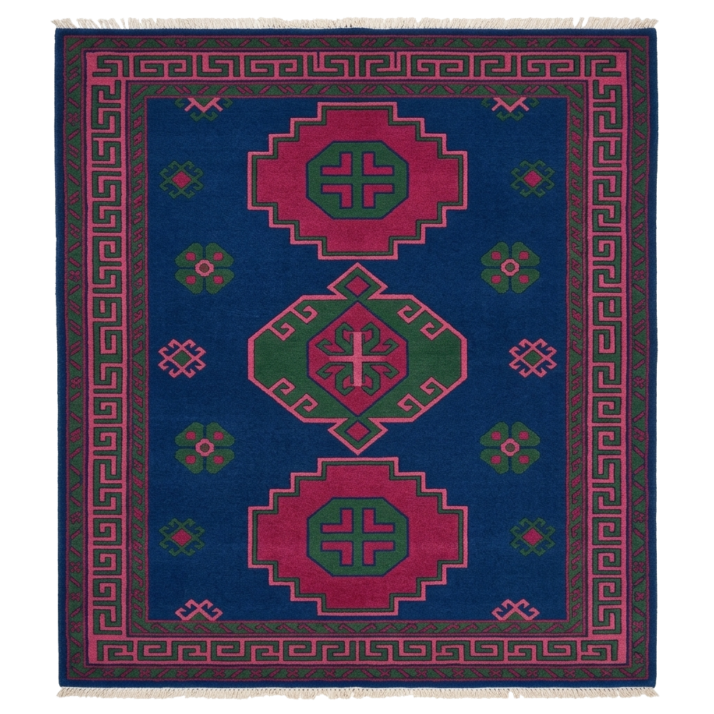 Indigo Clover Rhythm Hand Knotted Rug 