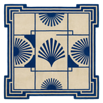 Indigo Deco Fan Square Hand Tufted Wool Rug 