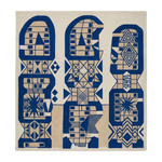 Indigo Totem Glyph Square Hand Tufted Wool Rug 