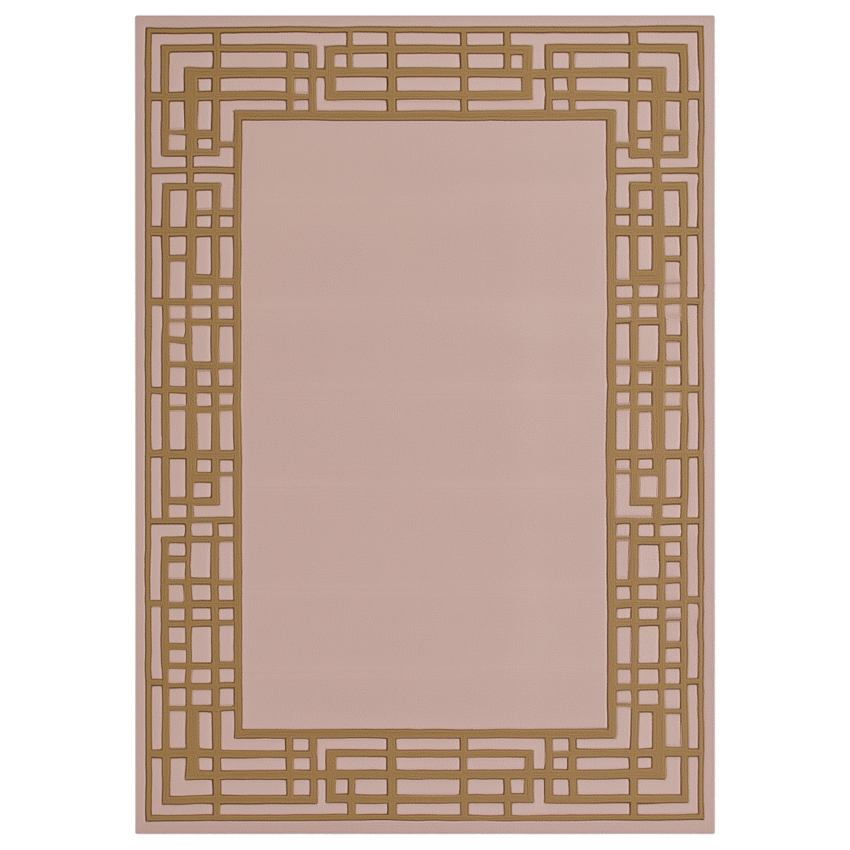 Interlocking Block Frame Hand Tufted Wool Rug 
