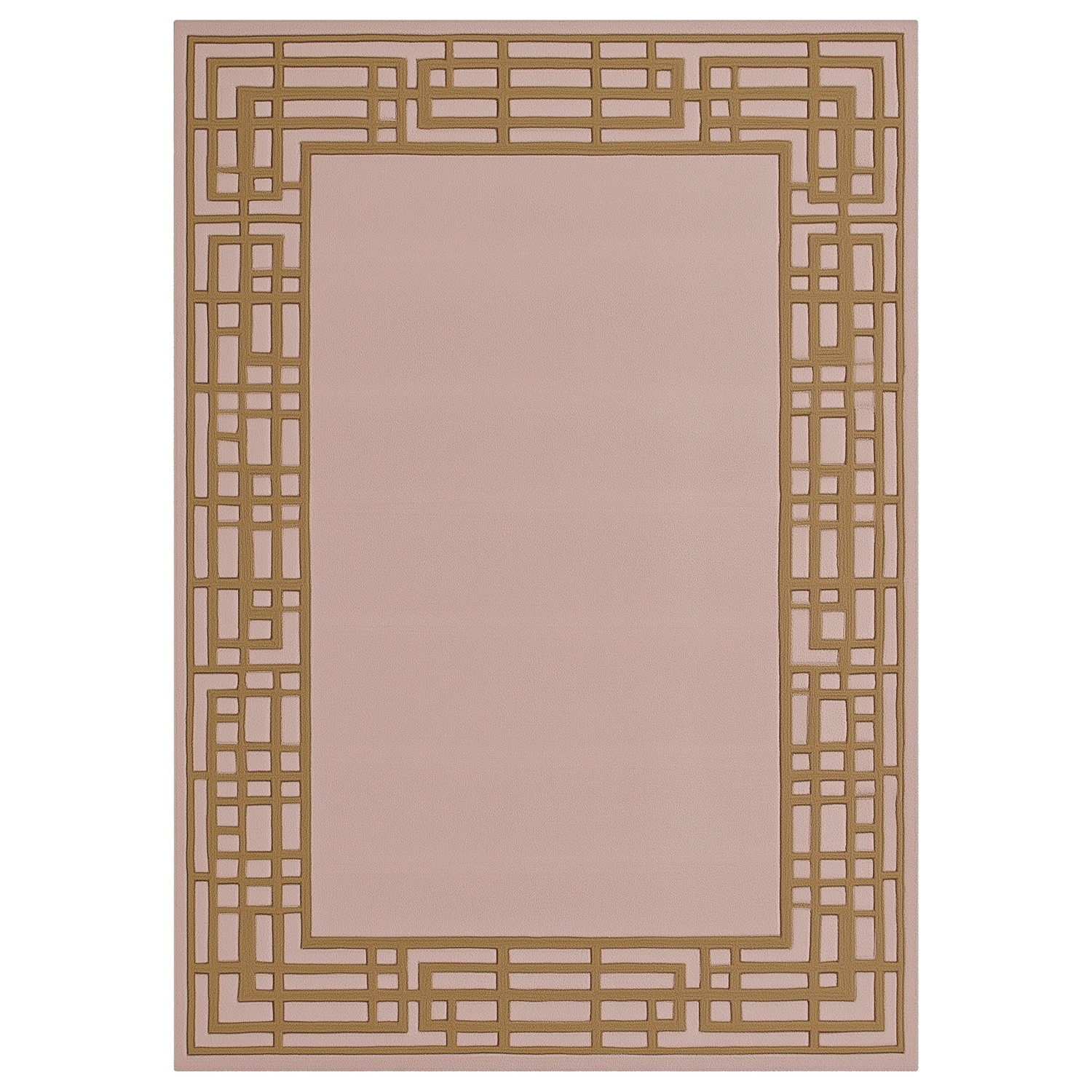Interlocking Block Frame Hand Tufted Wool Rug 