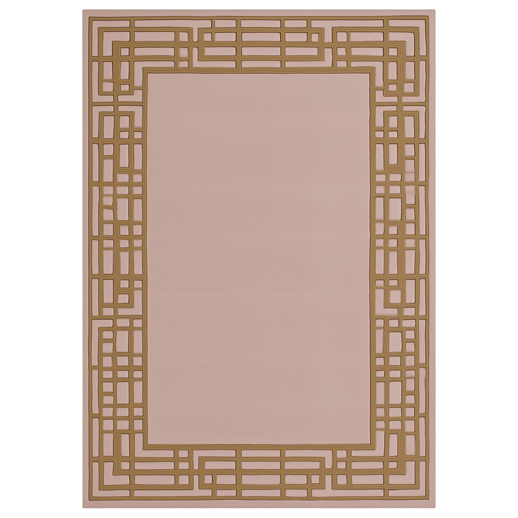 Interlocking Block Frame Hand Tufted Wool Rug 