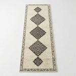 Ivory Charcoal Tiles Hand Tufted Runner Rug - studio photo