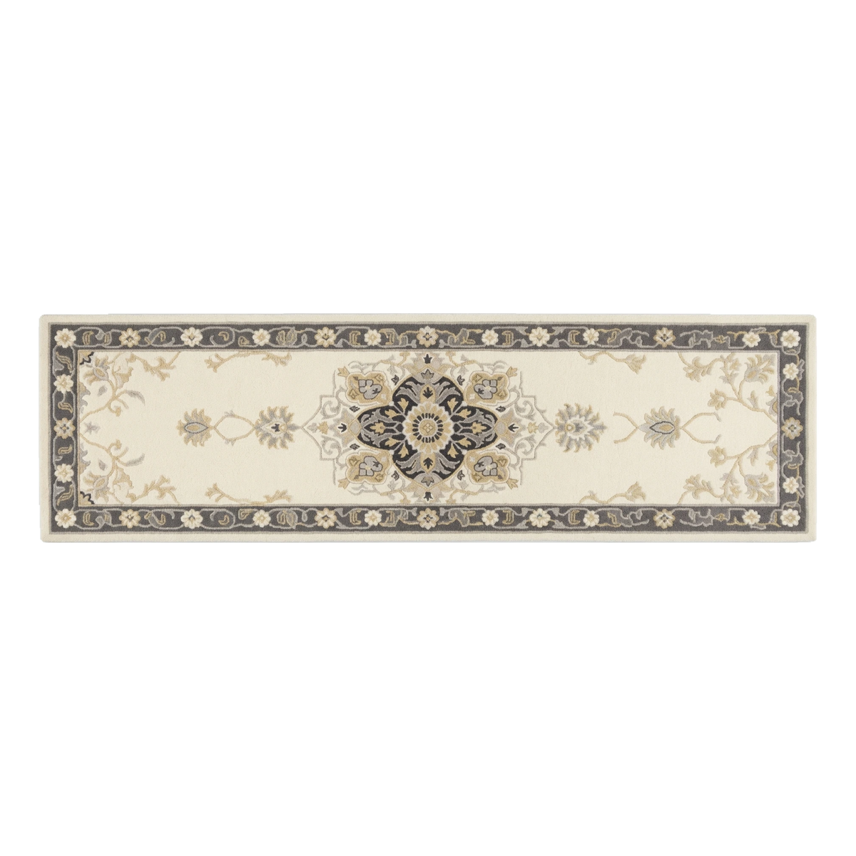 Ivory Rosette Parade Hand Tufted Runner Rug - alternate view