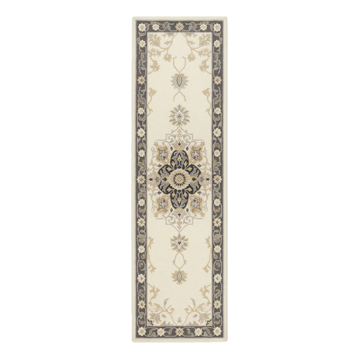 Ivory Rosette Parade Hand Tufted Runner Rug