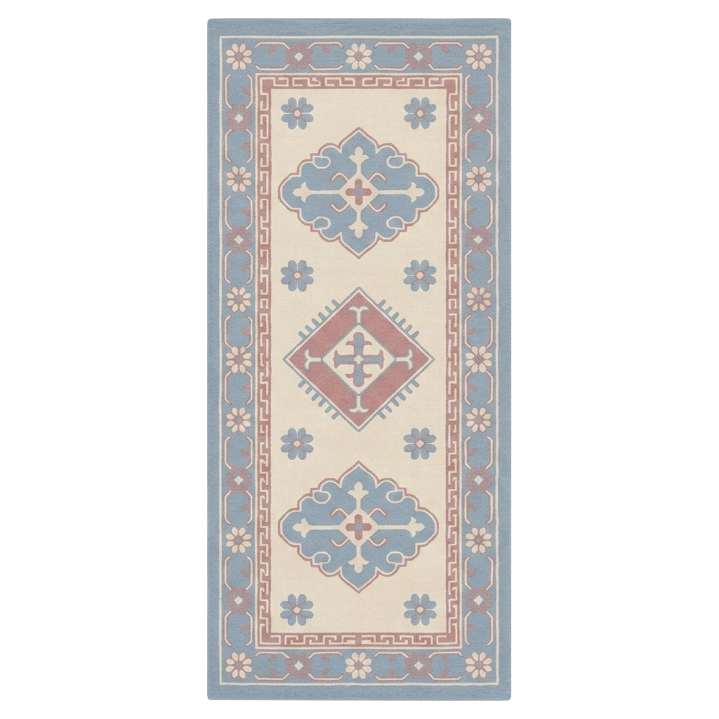 Ivory Nordic Starburst Hand Tufted Wool Runner Rug