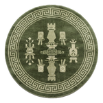 Jade Antique Vessels Round Hand Knotted Rug