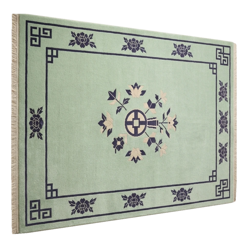 Jade Blossom Emblem Hand Knotted Rug - alternate view