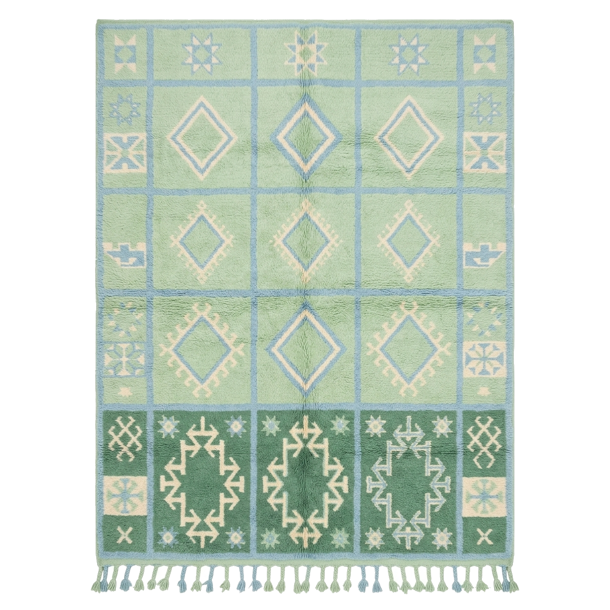Jade Checkerboard Moroccan Shag Rug