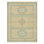 Khaki Tribal Motif Hand Knotted Rug