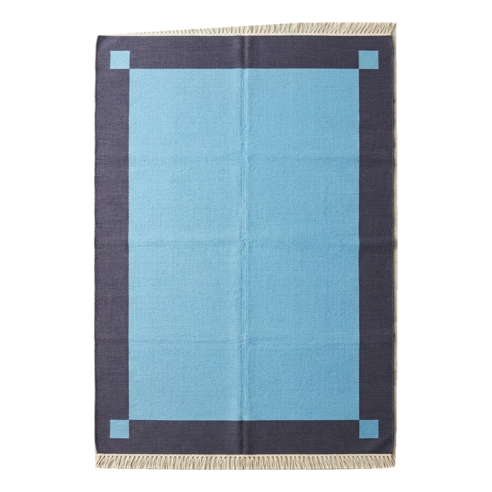 Lagoon Frame Flatweave Cotton Dhurrie Rug