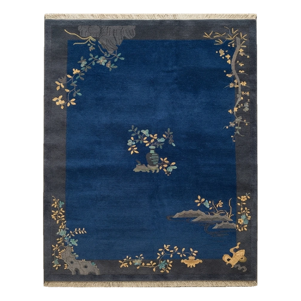 Lapis Garden Pavilion Hand Knotted Rug