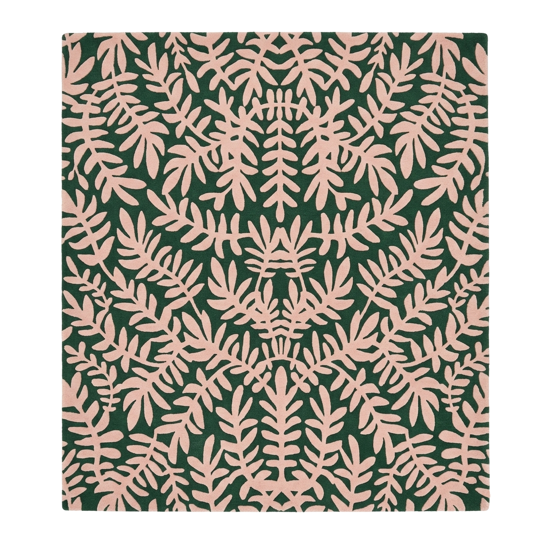 Leaf Silhouette Green Hand Tufted Wool Rug 