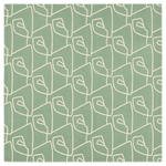 Pattern of abstract shapes on a green rug