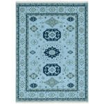 Decorative rug with geometric pattern on a white background