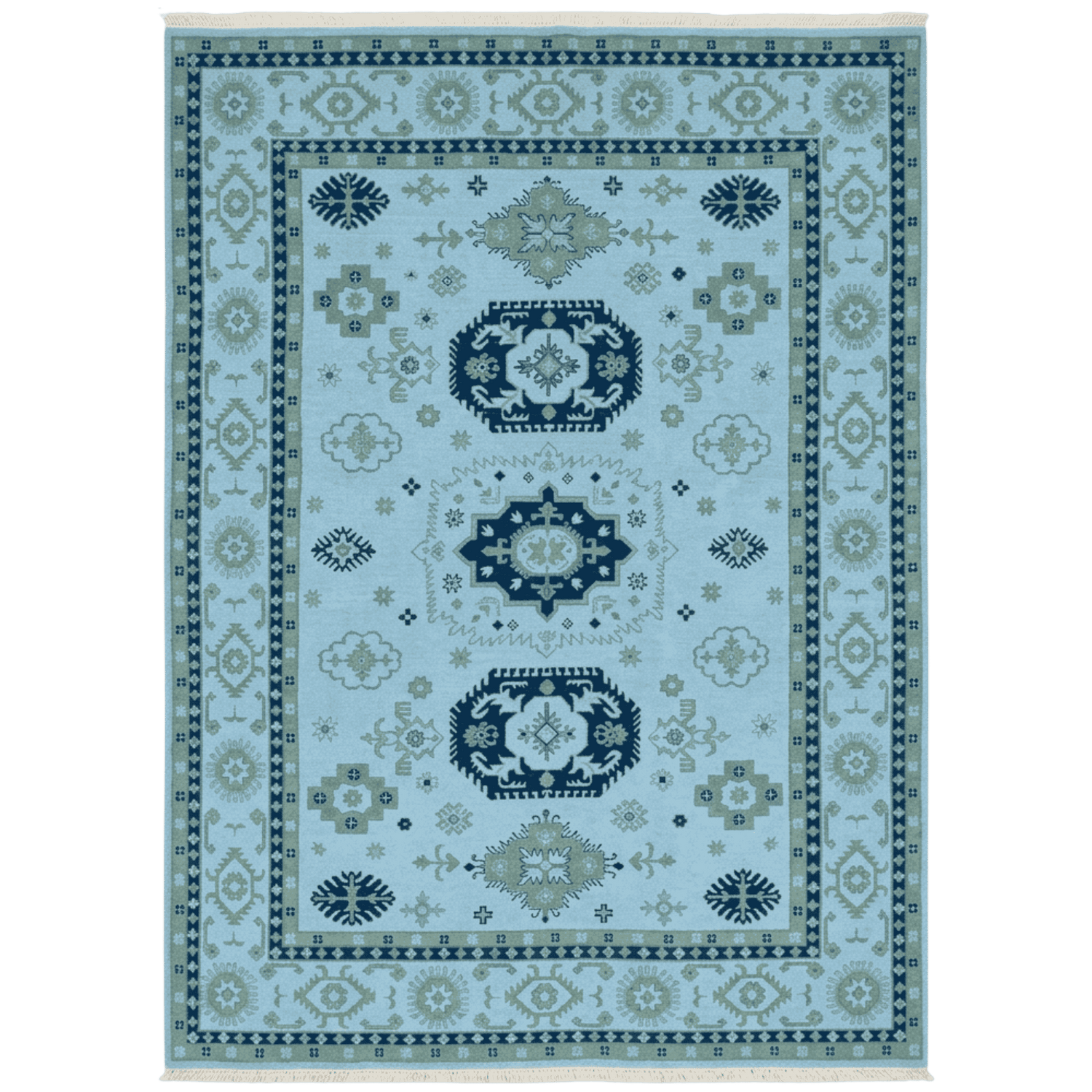 Decorative rug with geometric pattern on a white background