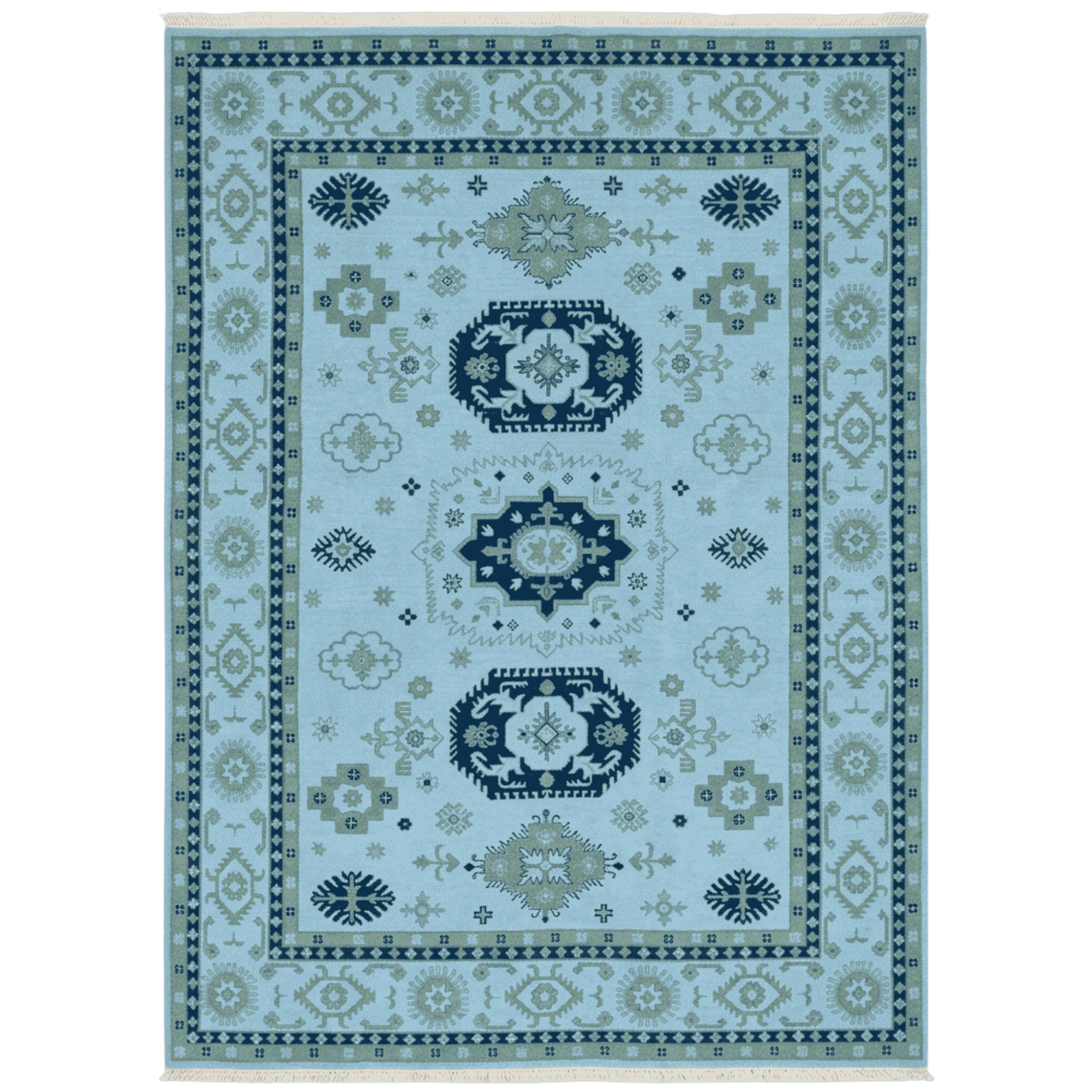 Decorative rug with geometric pattern on a white background