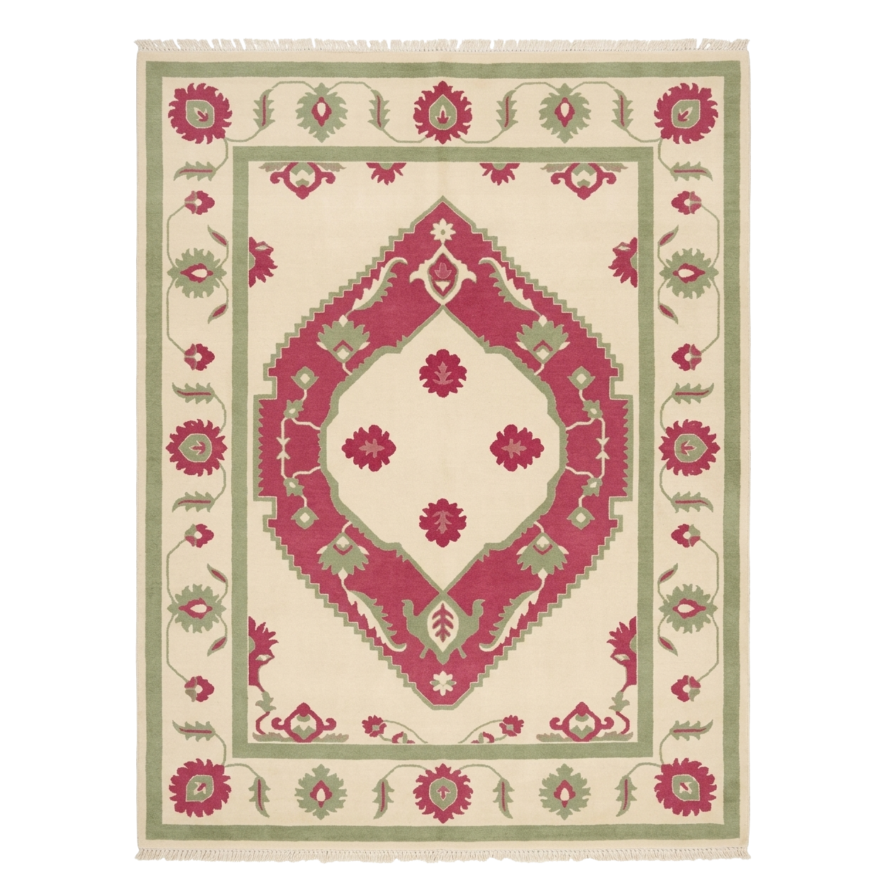 Maroon Pistachio Vintage Court Hand Knotted Rug