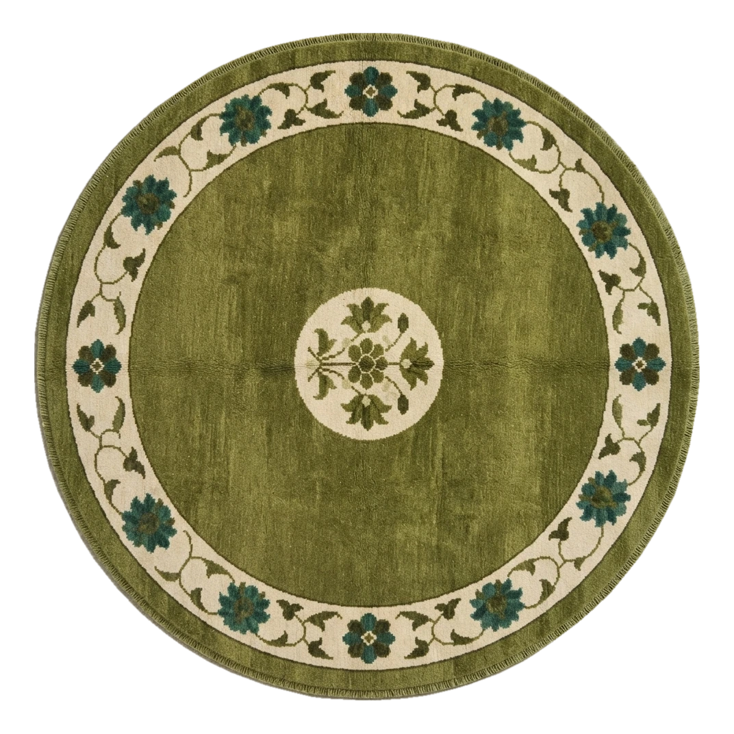 Meadow Lotus Ring Round Hand Knotted Rug - alternate view