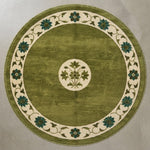 Meadow Lotus Ring Round Hand Knotted Rug - studio photo