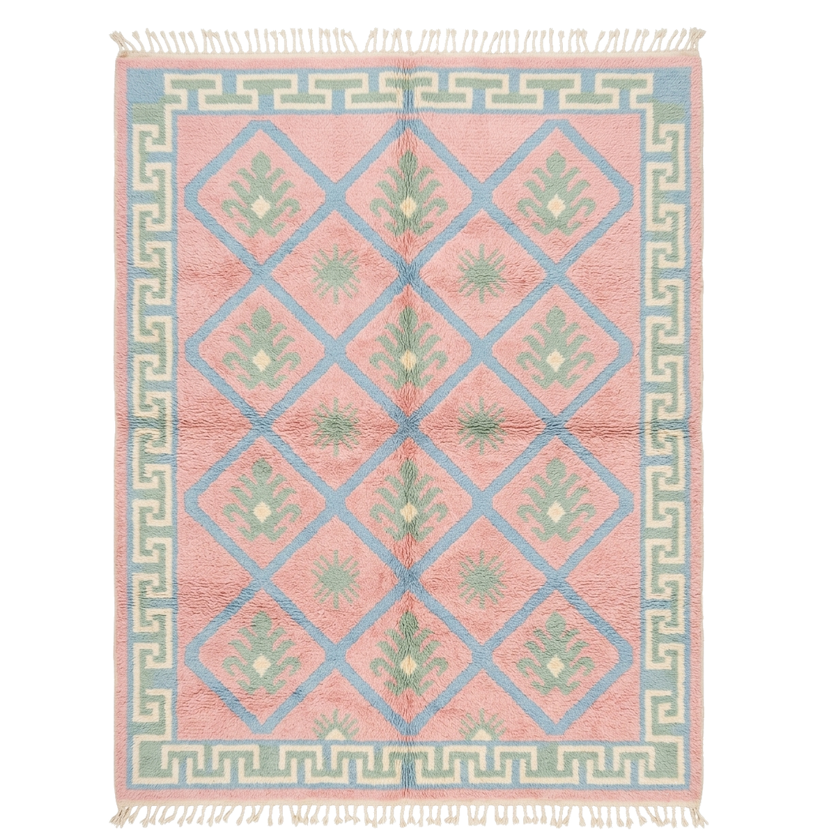 Decorative rug with geometric pattern on a white background