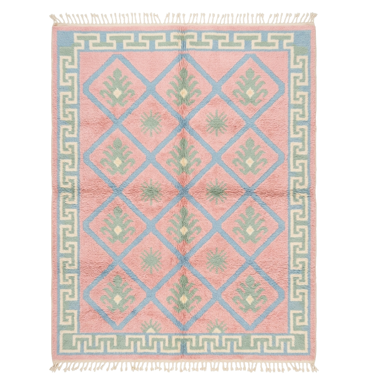 Decorative rug with geometric pattern on a white background
