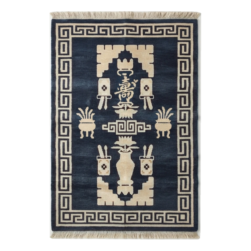 Midnight Longevity Vessels Hand Knotted Rug