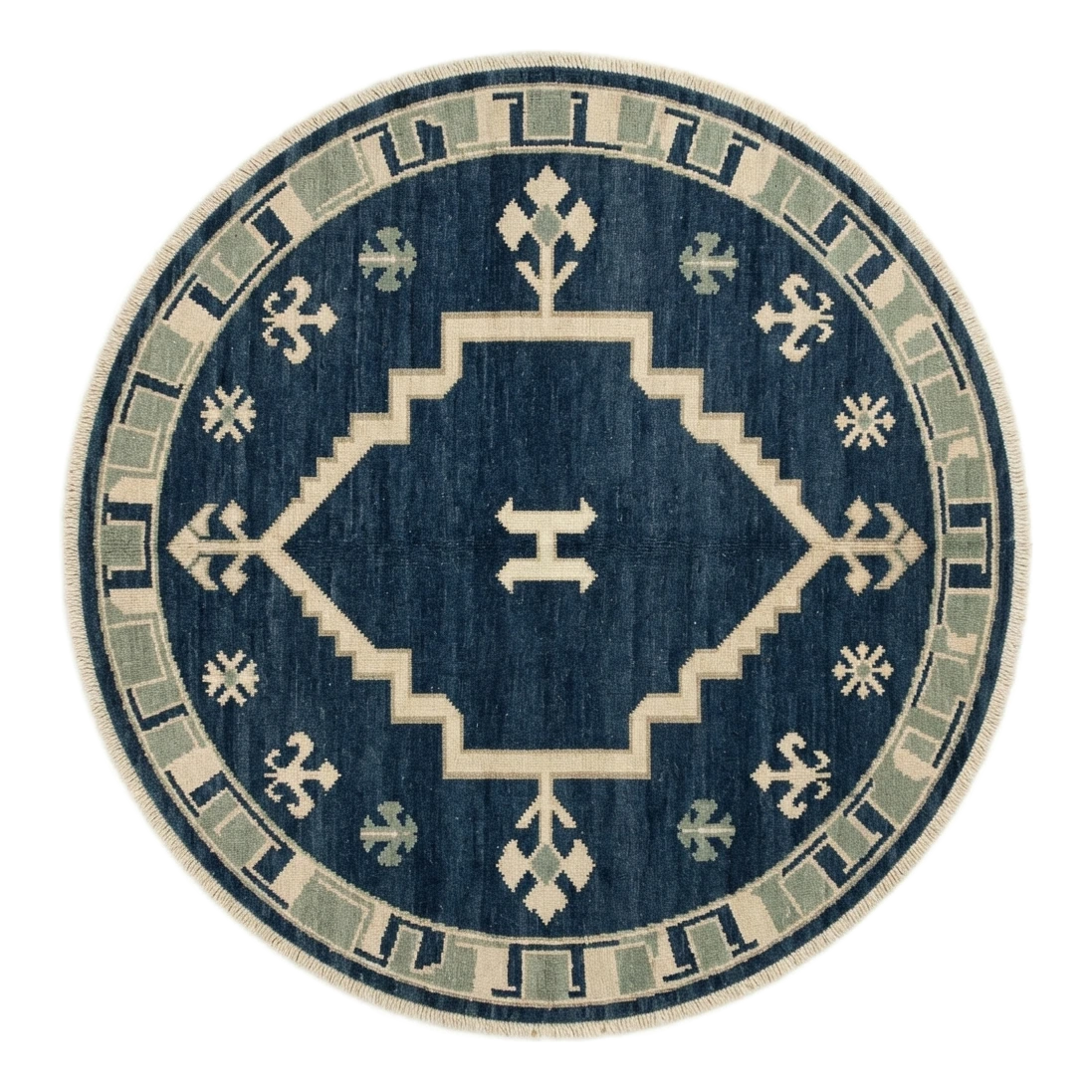Midnight Nomad Compass Round Hand Knotted Rug - alternate view