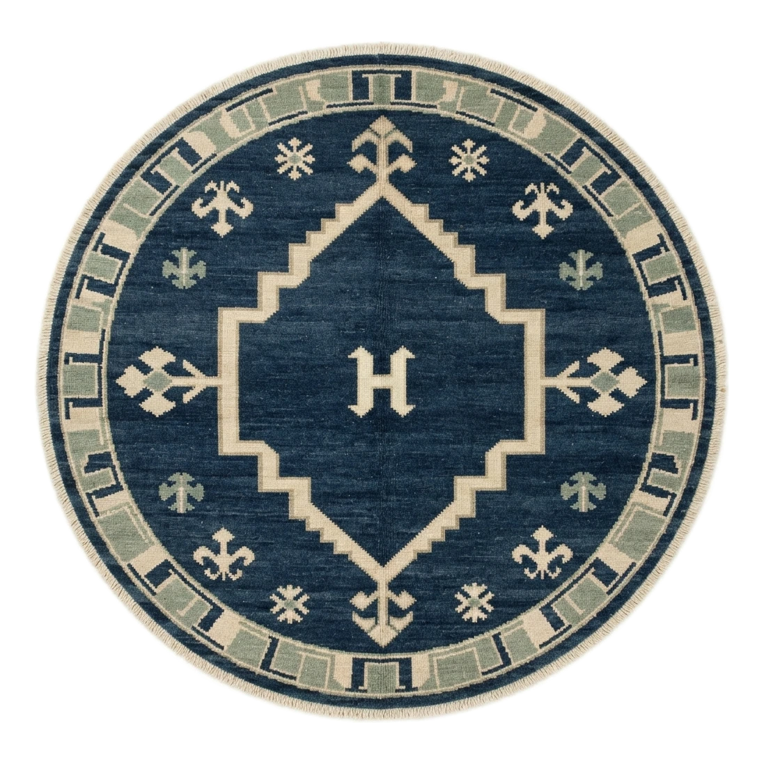 Midnight Nomad Compass Round Hand Knotted Rug