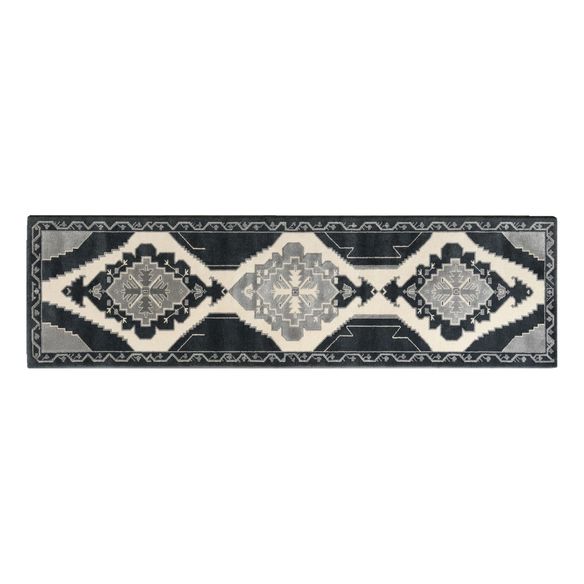 Midnight Totem Flight Hand Tufted Runner Rug - alternate view