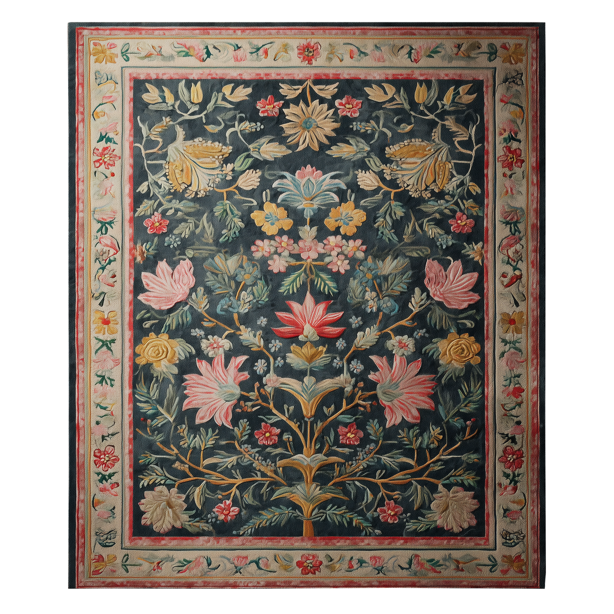 Midnight Tree of Life Hand Tufted Wool Rug