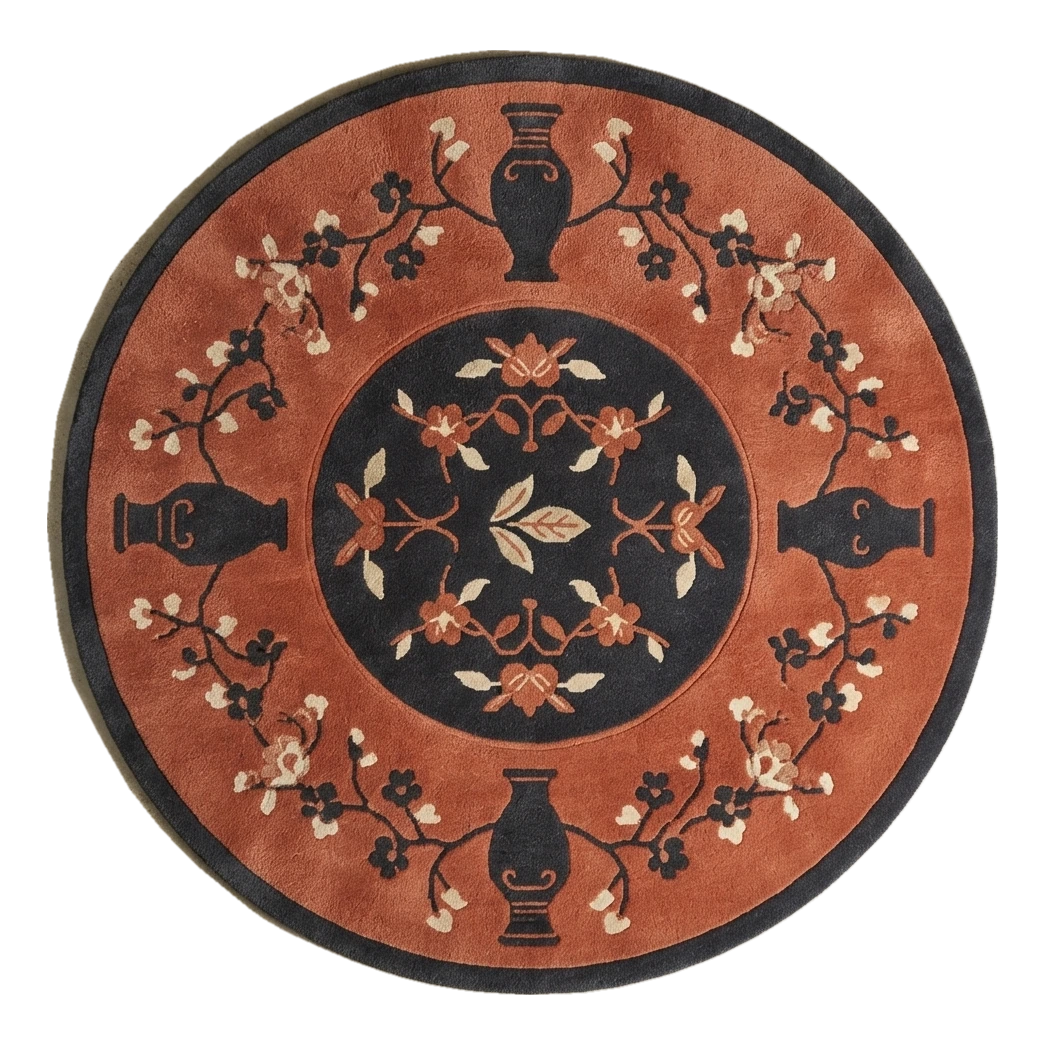 Ming Vase Ember Round Hand Tufted Wool Rug - alternate view