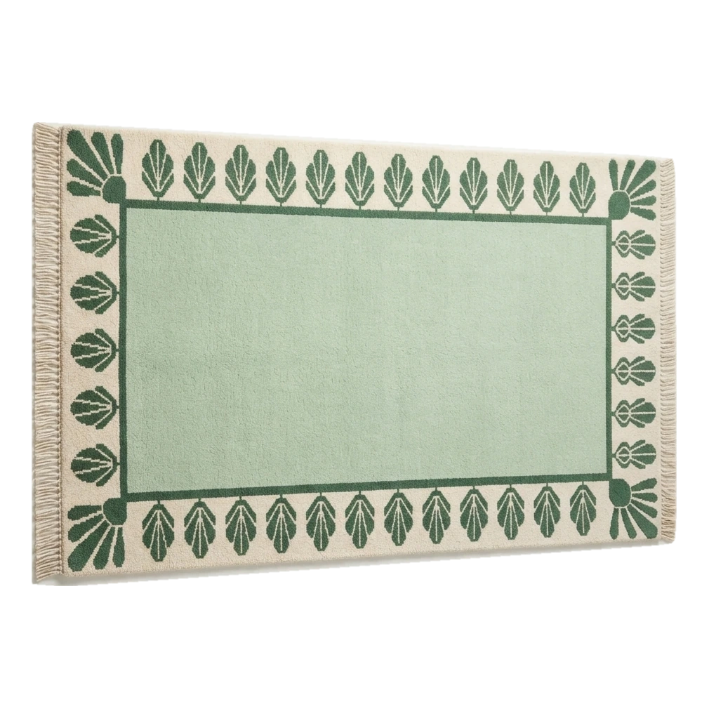 Mint Palmette Frame Hand Knotted Rug - alternate view