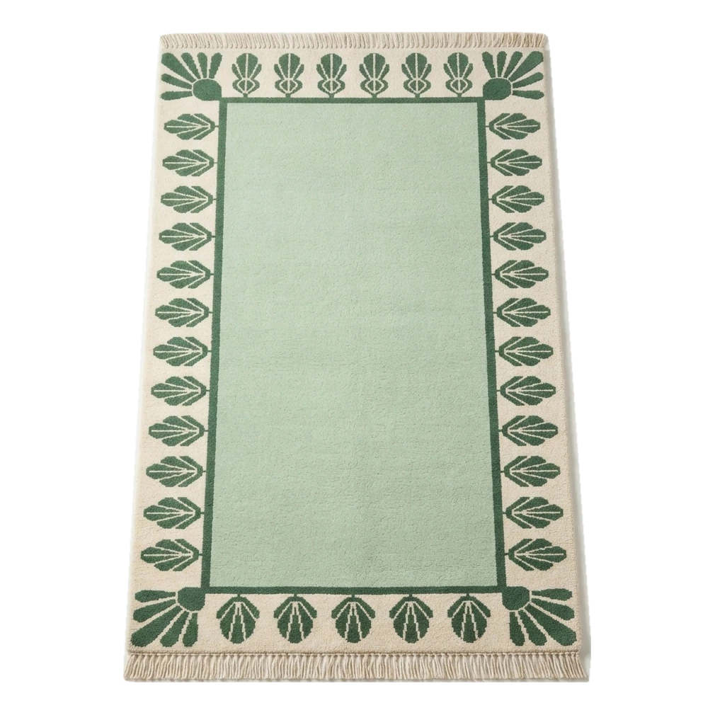Mint Palmette Frame Hand Knotted Rug
